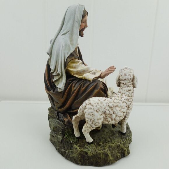 Jesus As The Good Shepherd With Two Sheep At His Feet - Picture 5 of 15